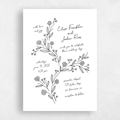 White Wedding Invitation - Larian Portrait