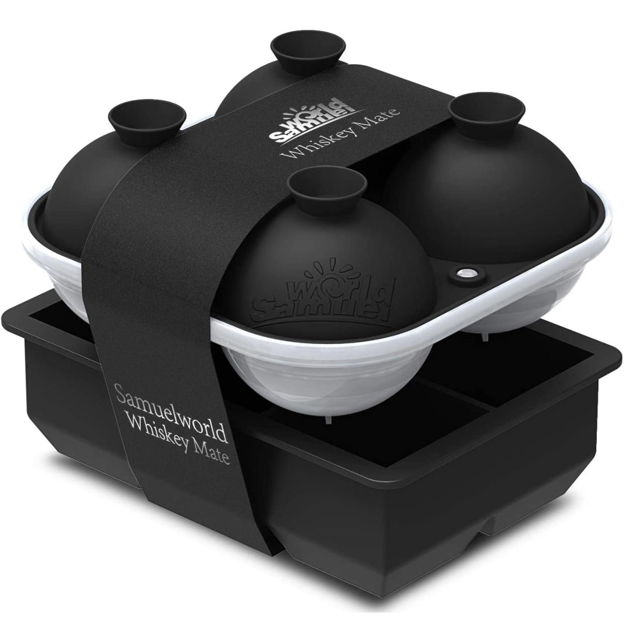 Samuelworld Ice Cube Trays - Jumble Big Cubes & 2.5 inches Large Sphere Ice Mold Combo for Whiskey and Cocktails, Keep Drinks Chilled (Grey)