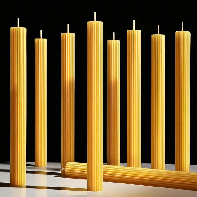 12 Packs Natural Beeswax Taper Candles,8 inch Long Beeswax Candle Sticks,10 Hour Burn Time Tapered Candle, Beeswax Tapers for Purified Air Spa Relaxation Christmas Home Decor