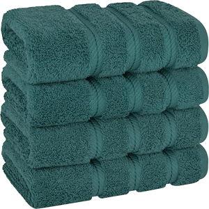 American Soft Linen Luxury Hand Towels for Bathroom, 100% Cotton Turkish 4 Piece Hand Towel Set, 600 GSM Hand Face Towels for Kitchen, Teal Hand Towels