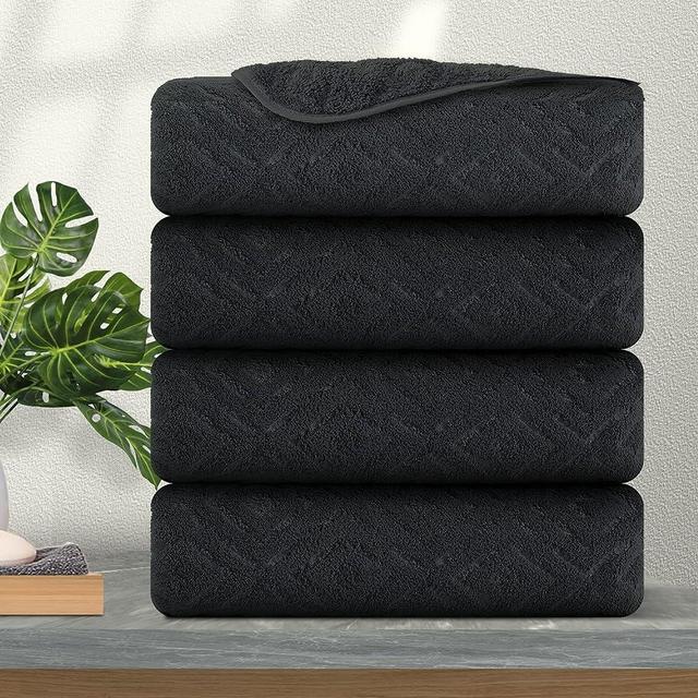 4 Pack Large Bath Towels Set 35"x70" Black Oversized Bath Sheet Chair Towels, 600 GSM Ultra Soft & Absorbent Towels for Bathroom, Quick Dry Towel for Gym Hotel Camp Pool