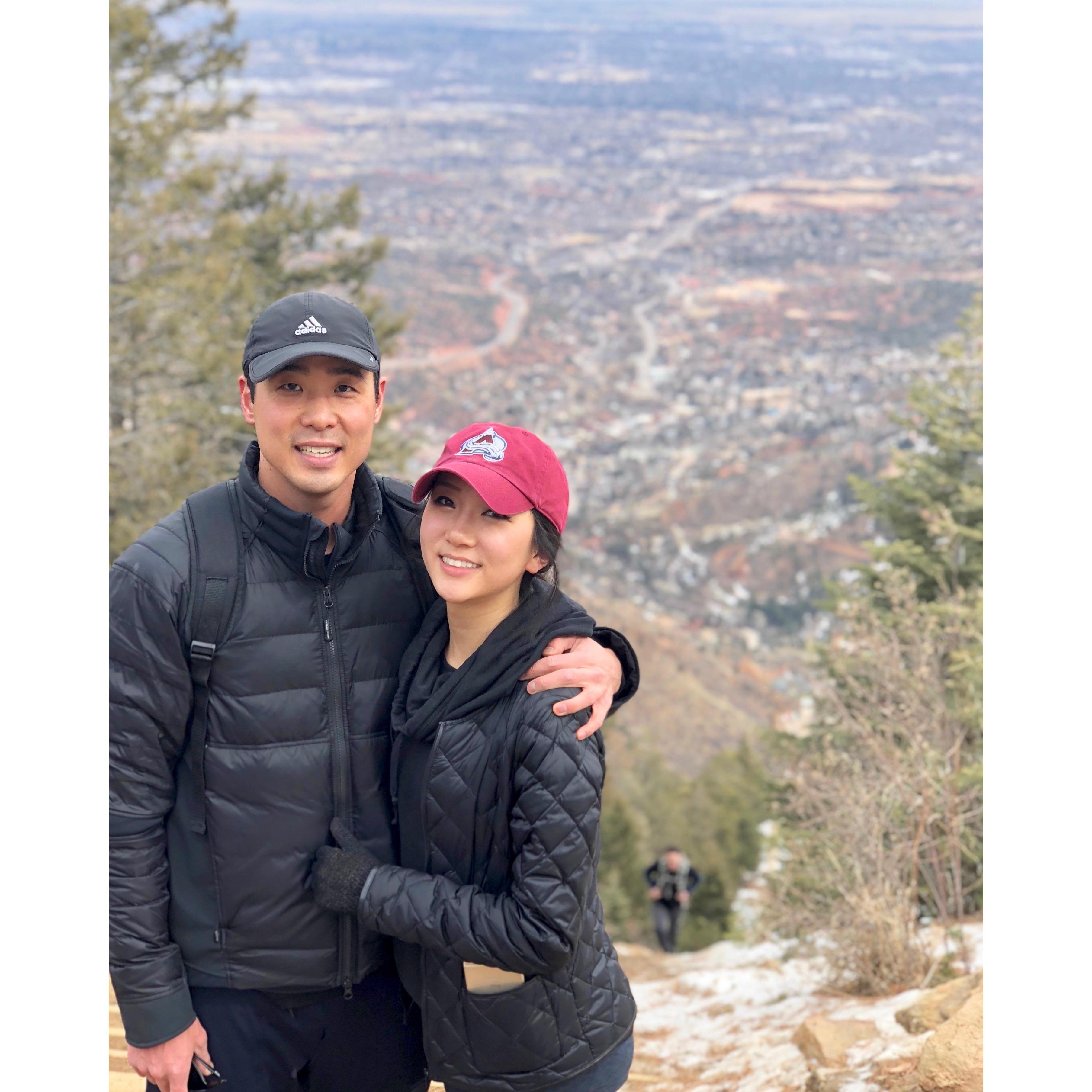 We made it! To the top of the Manitou Incline. 
The hardest climb Jenn's ever done.