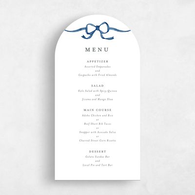 Blue Arch Wedding Menu - Perkins