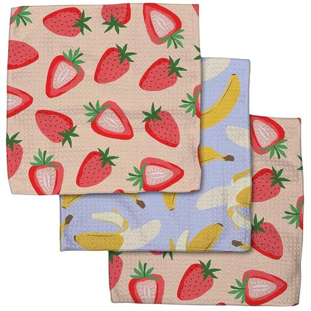 GEOMETRY Kitchen Dish Cloths - Quick Dry Dishcloths for Kitchen - Premium Dish Rags with Geoweave (Strawberry Banana)