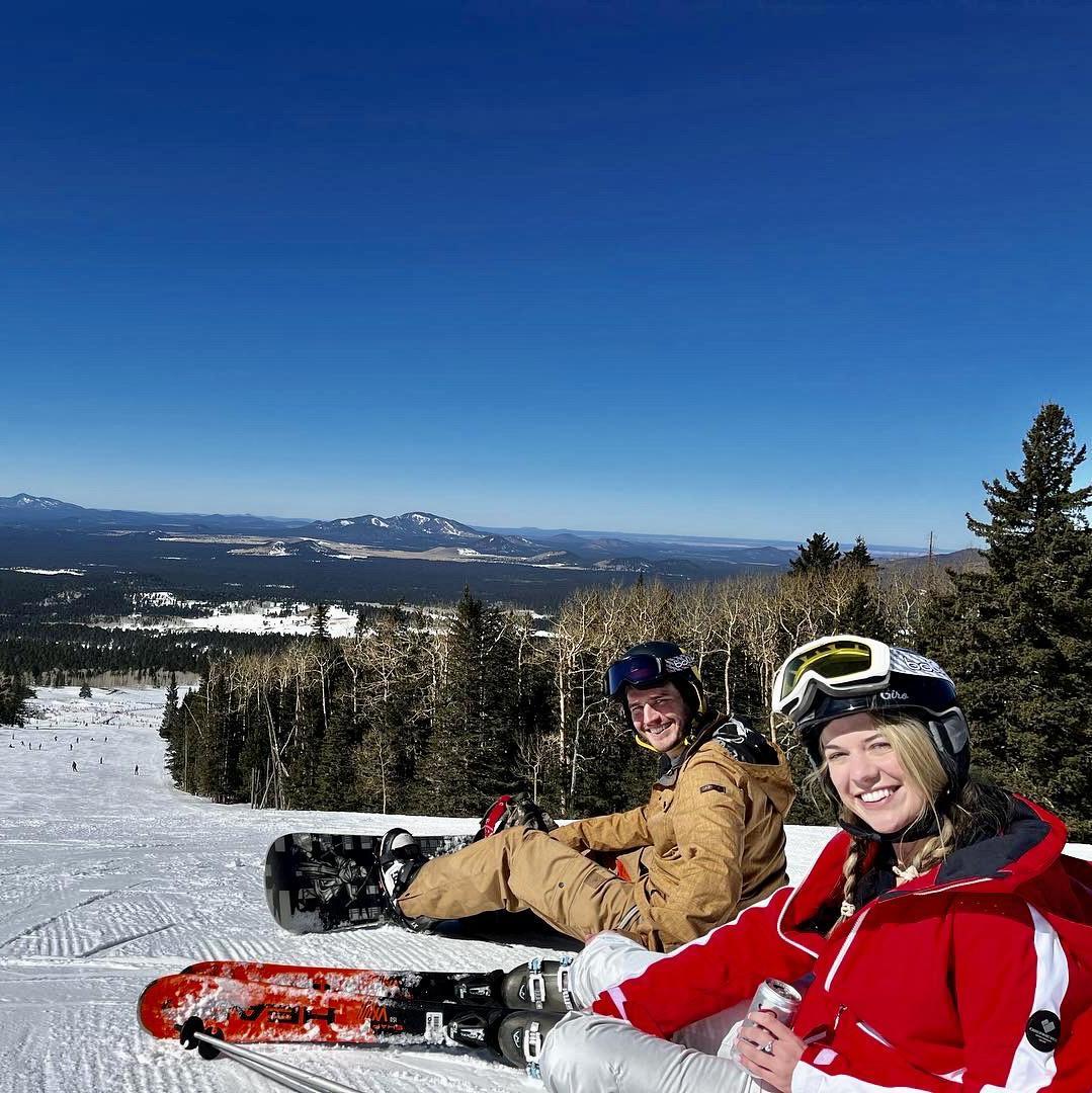When Chris taught Megan how to ski for Valentines day