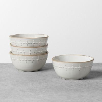 4pk Textured Stitch Mini Bowl Sour Cream - Hearth & Hand™ with Magnolia