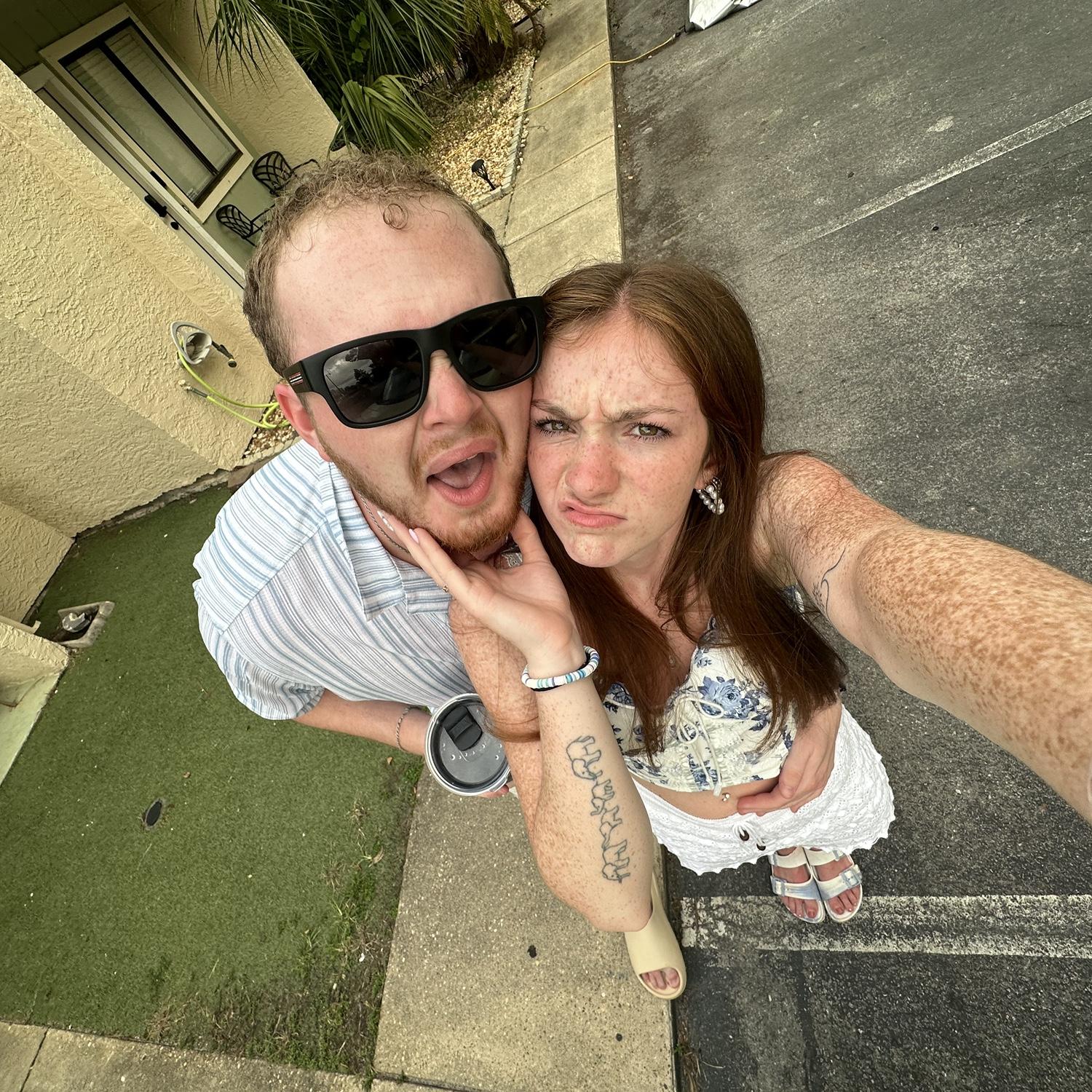 Our first beach trip together. This picture represents us so well!