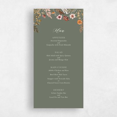 Dark Sage, Green Wedding Menu - Viva
