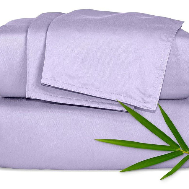 Pure Bamboo Queen Sheets, Genuine 100% Organic Viscose Derived from Bamboo Bed Sheet Set, Luxuriously Soft & Cooling, Double Stitching, 2 Year Quality Promise (Queen, Lavender)