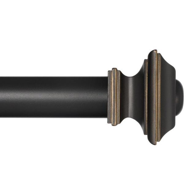 Ivilon Window Treatment Curtain Rod - Square Finials, 1 1/8 in Rod, 48 to 86 Inch, Antique Black