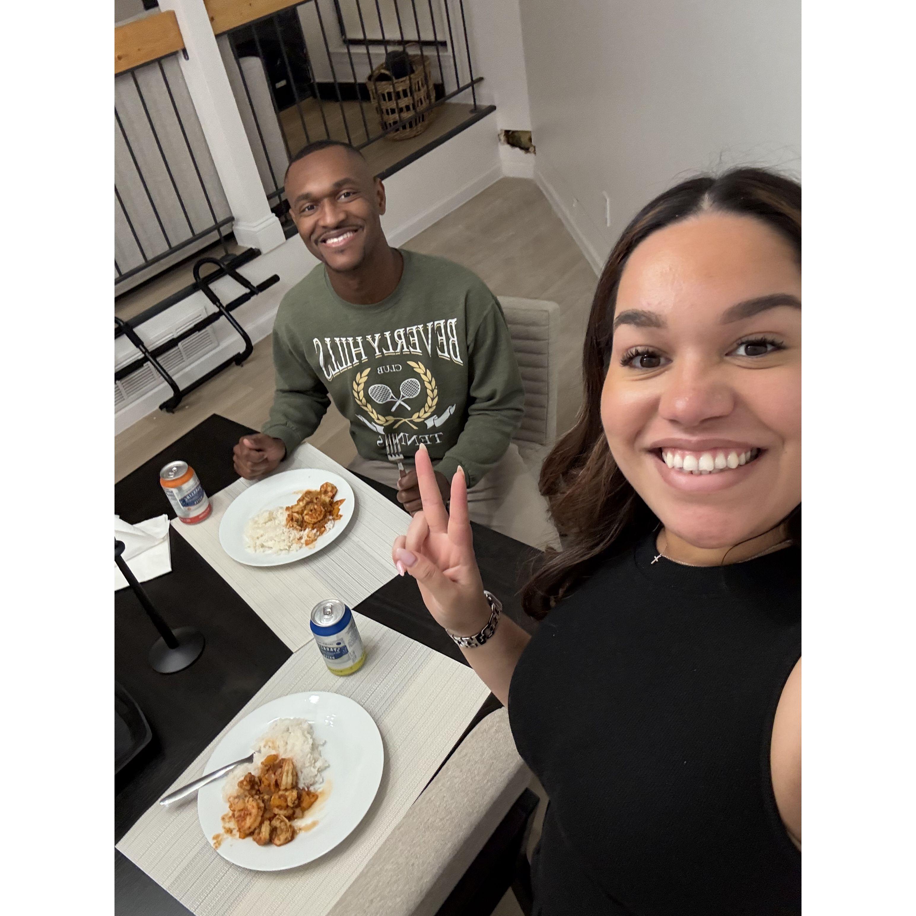 Our first home-cooked meal in our new home.