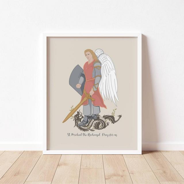ST MICHAEL the ARCHANGEL - Catholic Saint Art Print - Digital Download - Communion of Saints -Saint Series - Quote