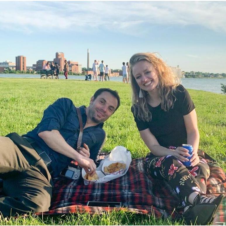 Eating C&C's left overs just after we spied on Corbin proposing to Cynthia on Belle Isle (Micah's brother and new sister)