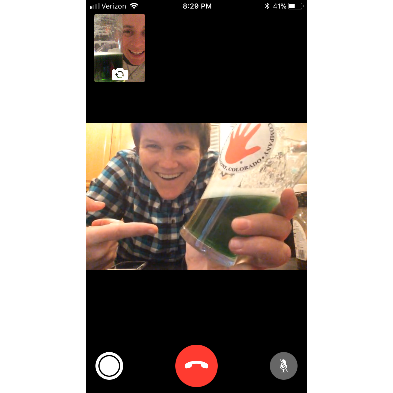March 2018, St. Patty's over facetime, one of many FaceTime dates