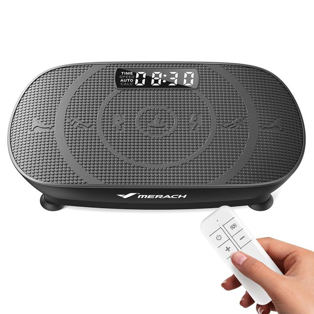 MERACH Vibration Plate Exercise Machine, Slim Vibration Plate for Lymphatic Drainage Weight Loss, Vibrating Plate with Real-Time Calorie Tracking on LED Display, Workout Equipment for Home Women Men