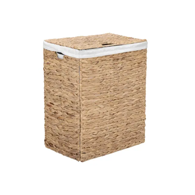 Seville Classics Natural Water Hyacinth Rectangular Lined Laundry Hamper