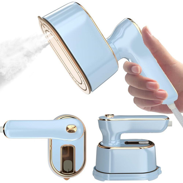 Travel Steamer Iron for Clothes Mini - Portable Ironing Machine Travel Small Size Portable Steamer Travel College Dorm Home Essentials Steamer for Clothes (SkyBlue)