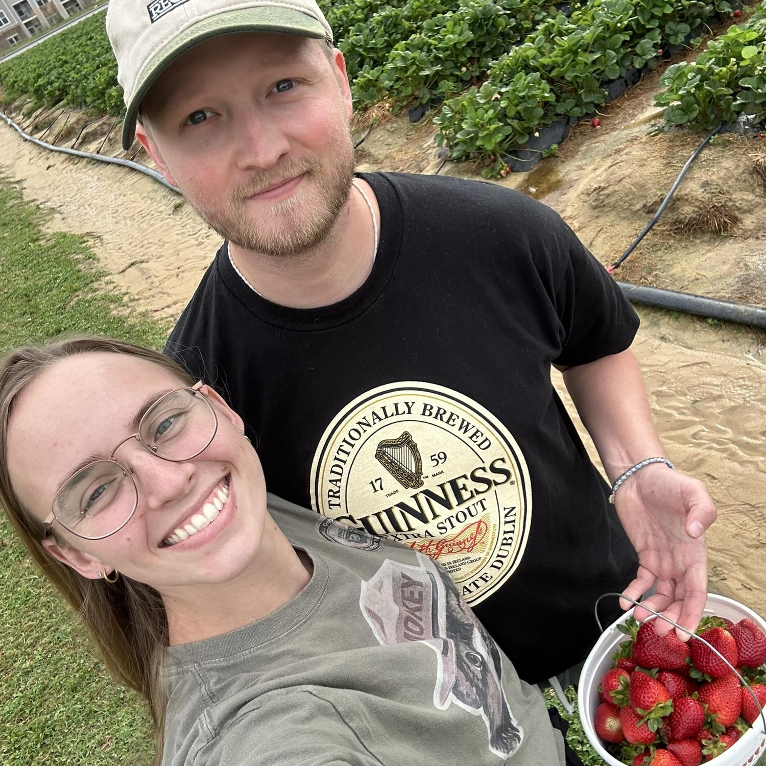 We went strawberry picking with Becky!
