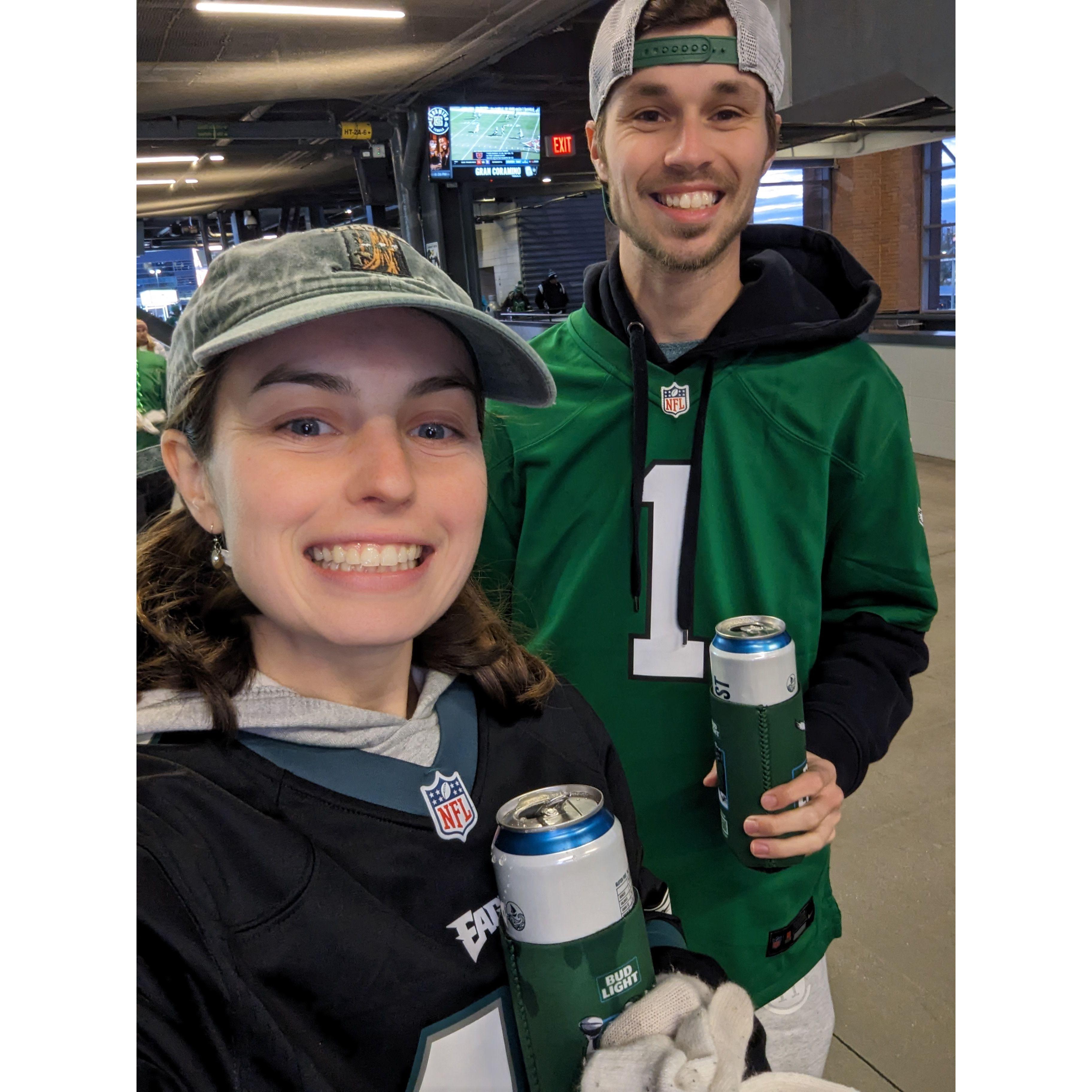 Going to the Eagles Game with Rusty's mom.