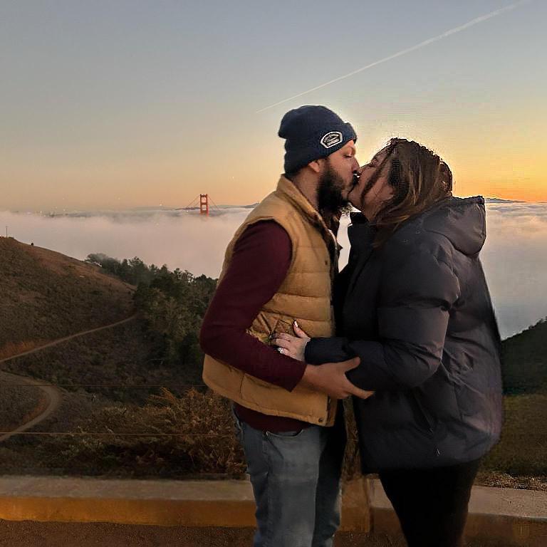 Engaged at sunset on the Golden Gate Bridge. Doesn’t get better than this 💘