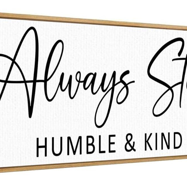 Always Stay Humble & Kind Sign Wall Art Decor Rustic Farmhouse Home Canvas Framed Print for Home Living Room Entryway Wall Decor,Lets Stay Family Home Rustic Hanging Decoration