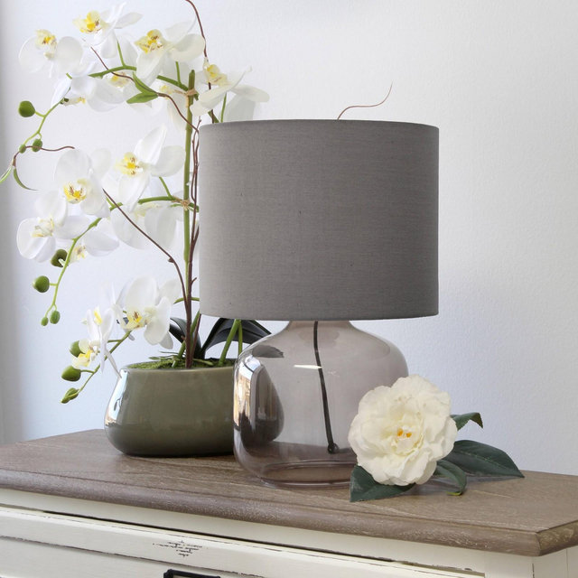 Glass Table Lamp with Fabric Shade Fresh Smoke Gray - Simple Designs