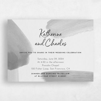 Smoky Gray, Grey Wedding Invitation - Riverside Landscape