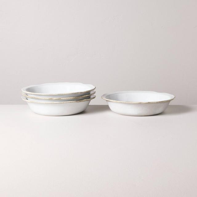 Set of 4 Carved Edge Pasta/Grain Bowls Cream - Hearth & Hand™ with Magnolia