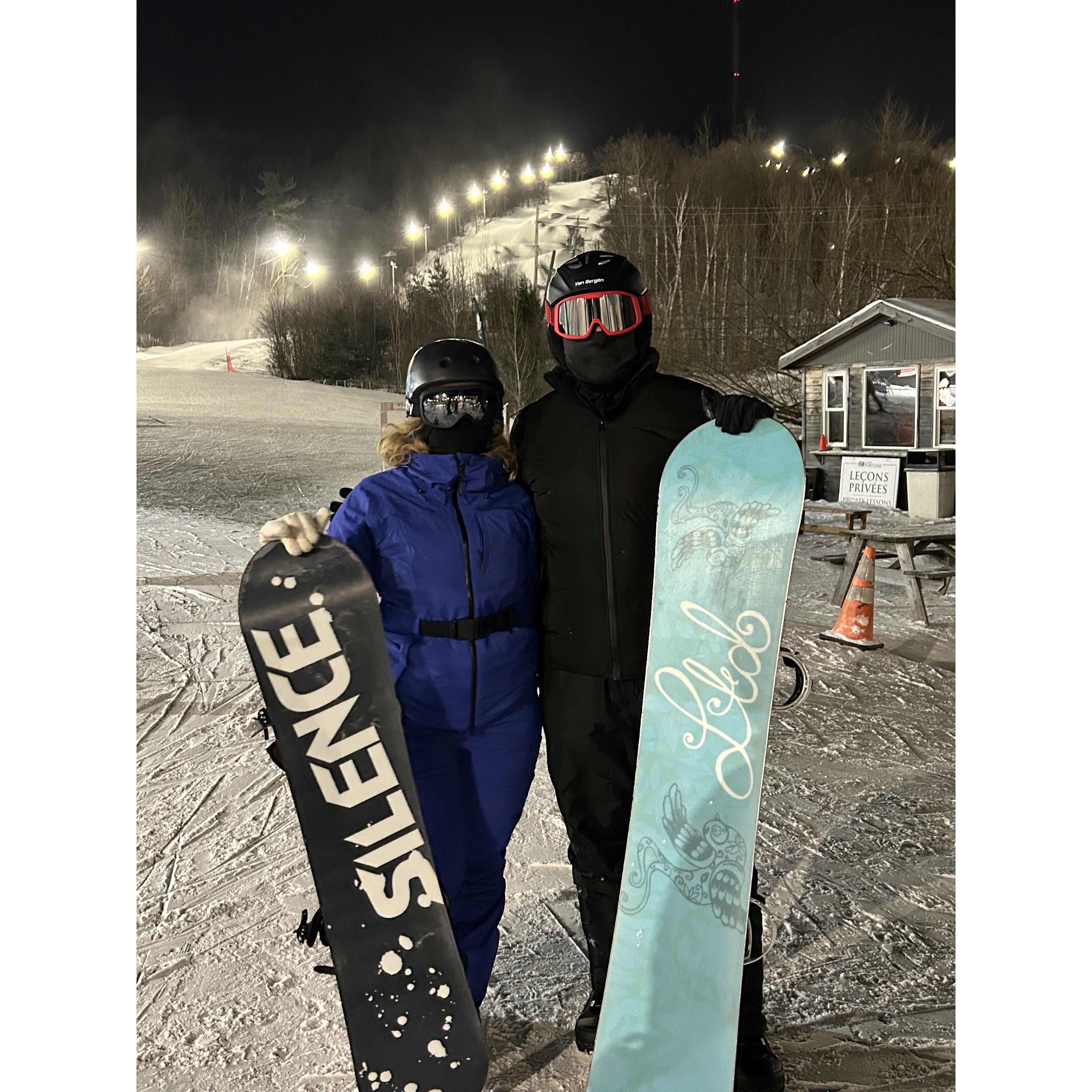 Our first time snowboarding together