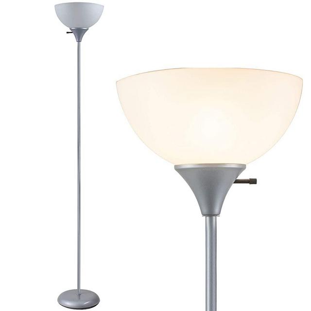 Newhouse Lighting NHFL-HE-SI Henry 71 inch Modern Standing Lamp, Torchiere Floor Bedrooms, Living Room, Office, Reading, Includes Free LED Light Bulb, Silver
