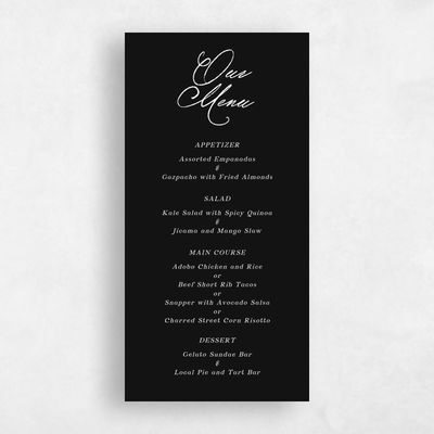 Black Wedding Menu - Cristal