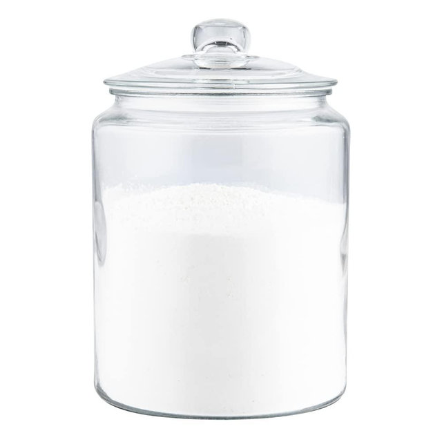 Restaurantware Vetri 1.5 Gallon Glass Storage Jar 1 Dishwashable Glass Cookie Jar - Airtight Seal Wide Opening Clear Glass Candy Jar Knob Handle Lid For Kitchen Laundry Or Storage