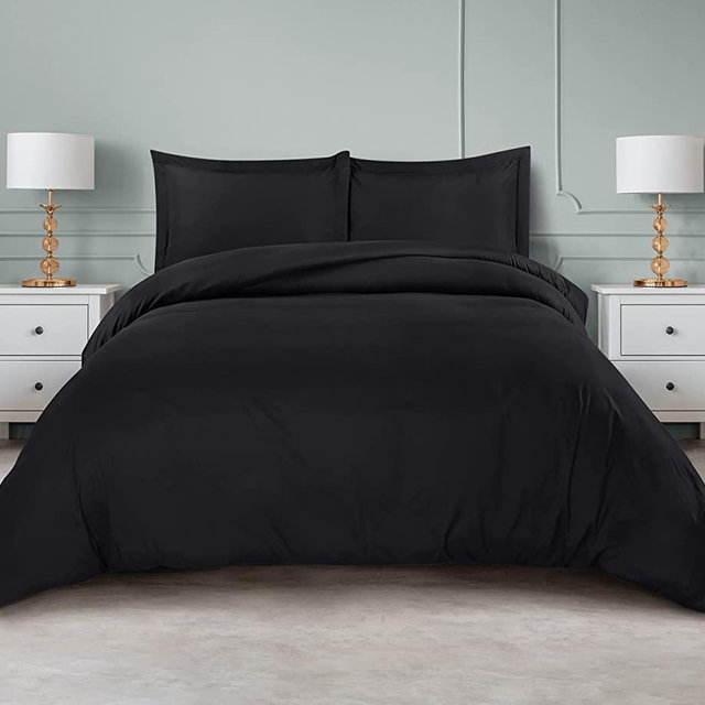 Utopia Bedding Duvet Cover Queen Size Set - 1 Duvet Cover with 2 Pillow Shams - 3 Pieces Comforter Cover with Zipper Closure - Ultra Soft Brushed Microfiber, 90 X 90 Inches (Queen, Black)