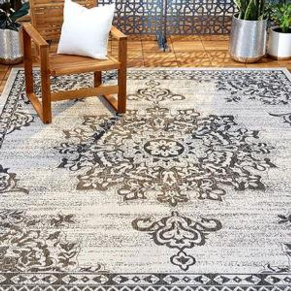 Nicole Miller Patio Outdoor Area Rug, Grey/Black