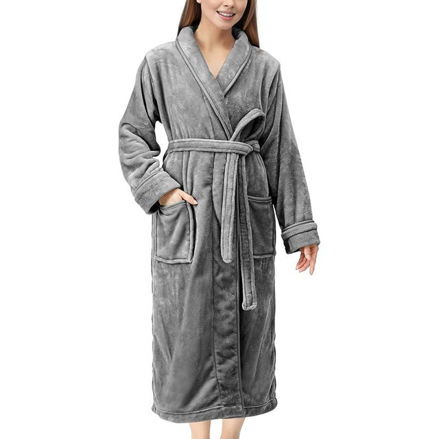 NY Threads Premium Women's Robe Plush Soft Long Bathrobe Warm Fleece Shawl Collar Spa Robe
