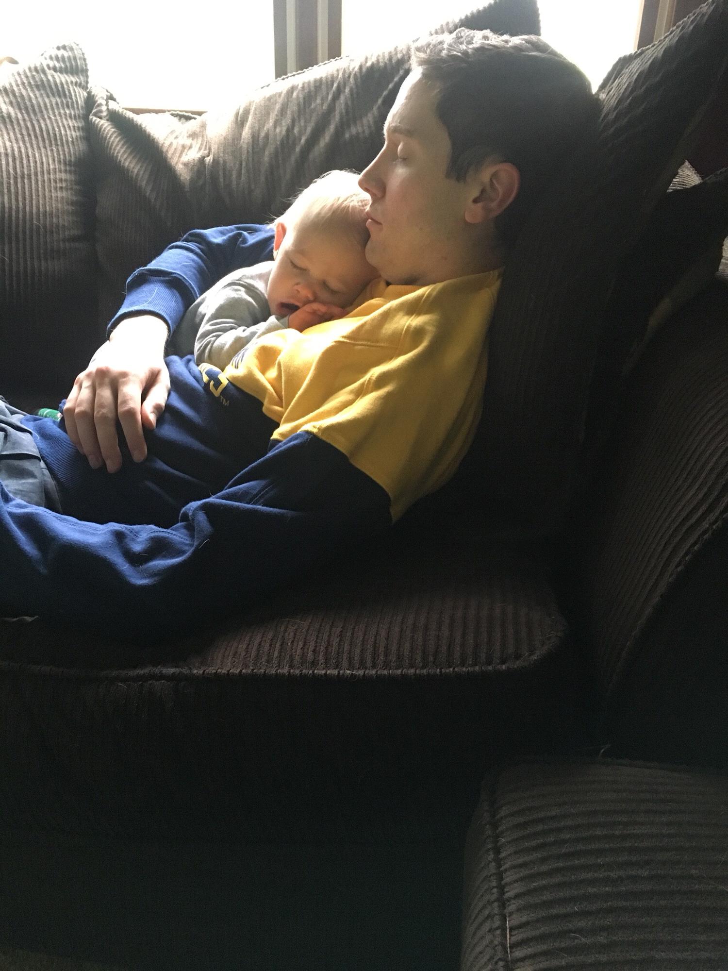 Uncle Trevor enjoys his naps and niece time.