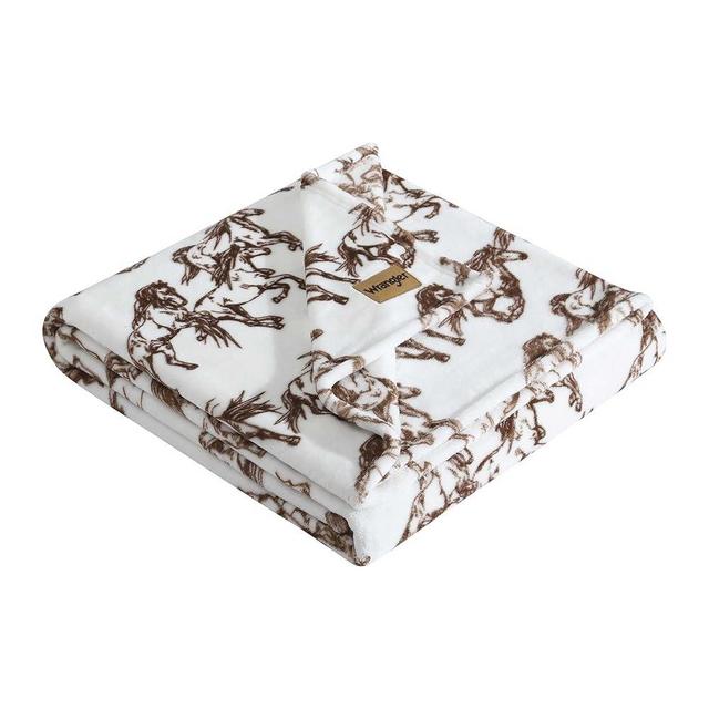 Wrangler - Throw Blanket, Soft Plush Fleece Bedding, Yellowstone Inspired, Western Decor for Bed or Couch (Mustangs Brown, 50" x 70")