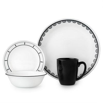 Corelle®Black and White 16-piece Dinnerware Set, Service for 4
