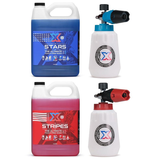 Chem-X: Stars and Stripes Ultimate Touch Free Vehicle Wash Chrome Foam Cannon Kit (1 Gallon Stars + 1 Gallon Stripes)