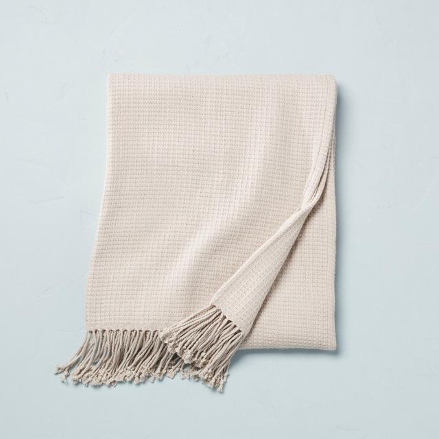 Solid Texture with Fringe Bed Throw Blanket Twilight Taupe - Hearth & Hand™ with Magnolia