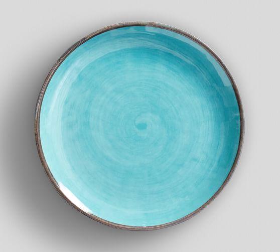 Swirl Melamine Salad Plate, Set of 4 - Turquoise
