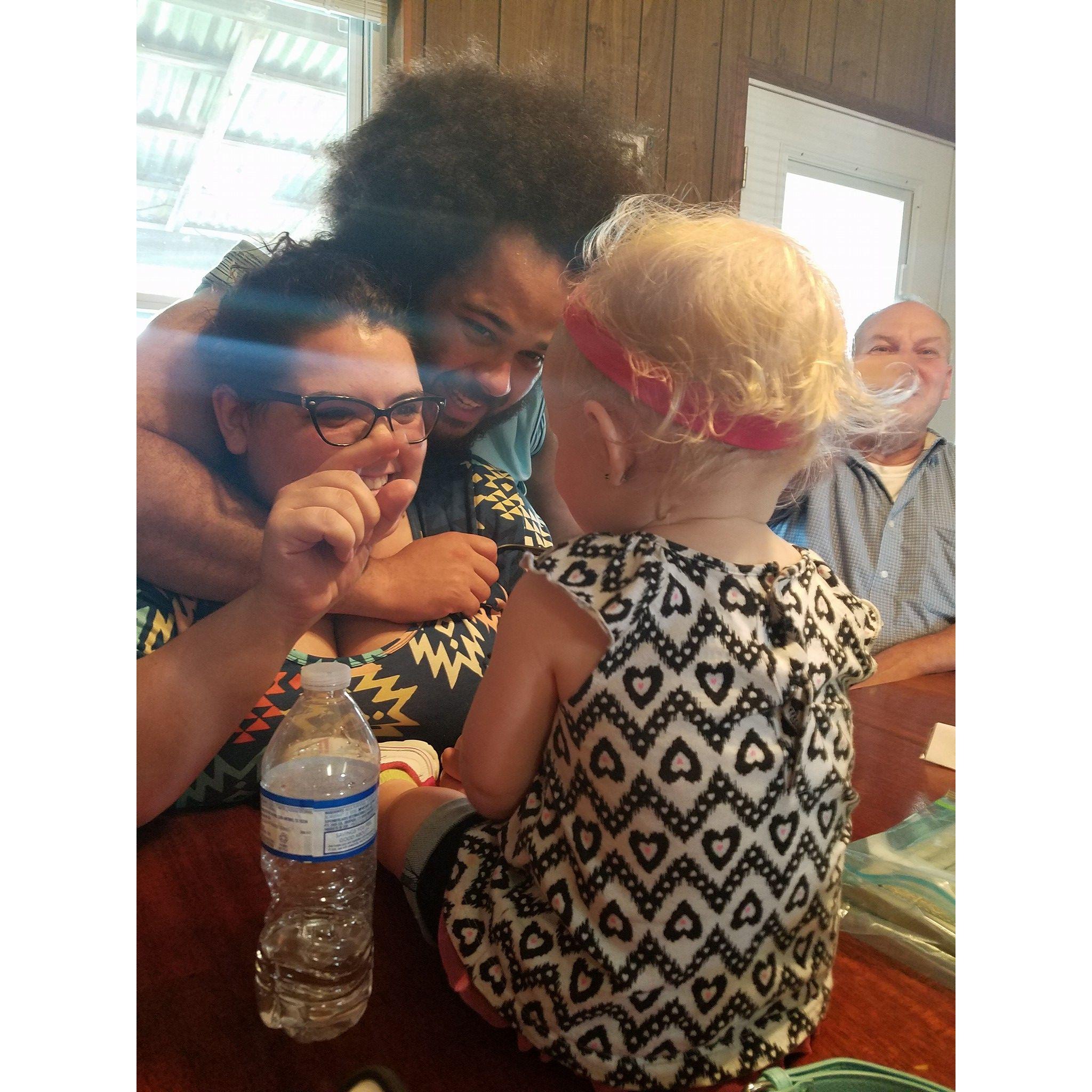 2017 - Meeting baby G for the first time at Kyleigh's grandparent's 50th anniversary party