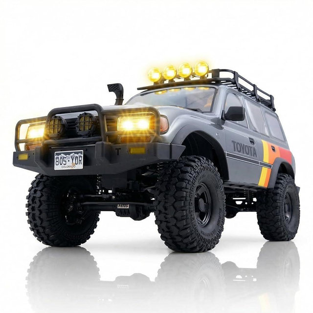EAZYRC FMS FCX10 1/10 RC Crawler LC80 Series-Official Toyota Licensed,High-Performance RC Rock Crawler 4X4,Two Speed Transmission,Metal Chassis,Realistic LED Lights,2.4GHz RC Car for Adults (Grey)
