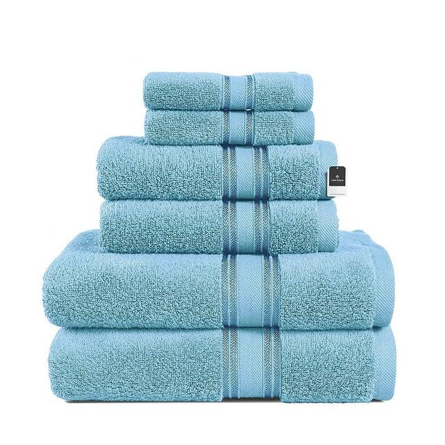 LANE LINEN Luxury Bath Towels Set - 6 Piece Set, 100% Cotton Bathroom Towels, Zero Twist, Quick Dry Shower Towels, Extra Soft Absorbent Bath Towel, 2 Bath Towels, 2 Hand Towels, 2 Wash Cloths - Blue