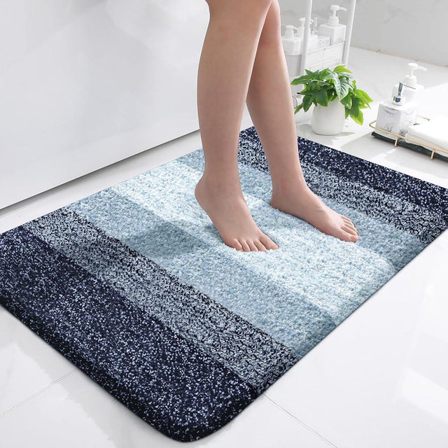 OLANLY Bathroom Rugs Mat 36x24, Extra Soft Absorbent Microfiber Bath Rugs, Rubber Backing, Quick Dry, Machine Washable Bath Mats for Bathroom Floor, Tub and Shower, Home Decor Accessories, Airy Blue