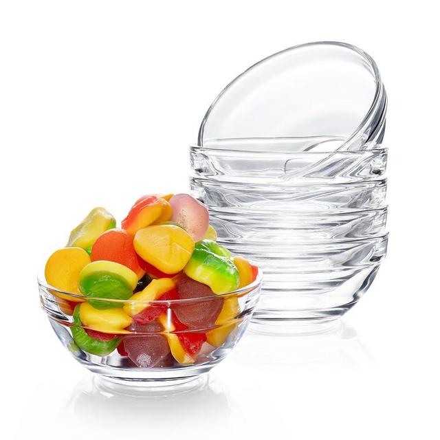 SQARR Mini Glass Prep Pinch Bowls, 3.5 inch 4 oz Clear Glass Bowls for Condiments, Small Glass Bowls, and Pinch Bowls (6 Pack)