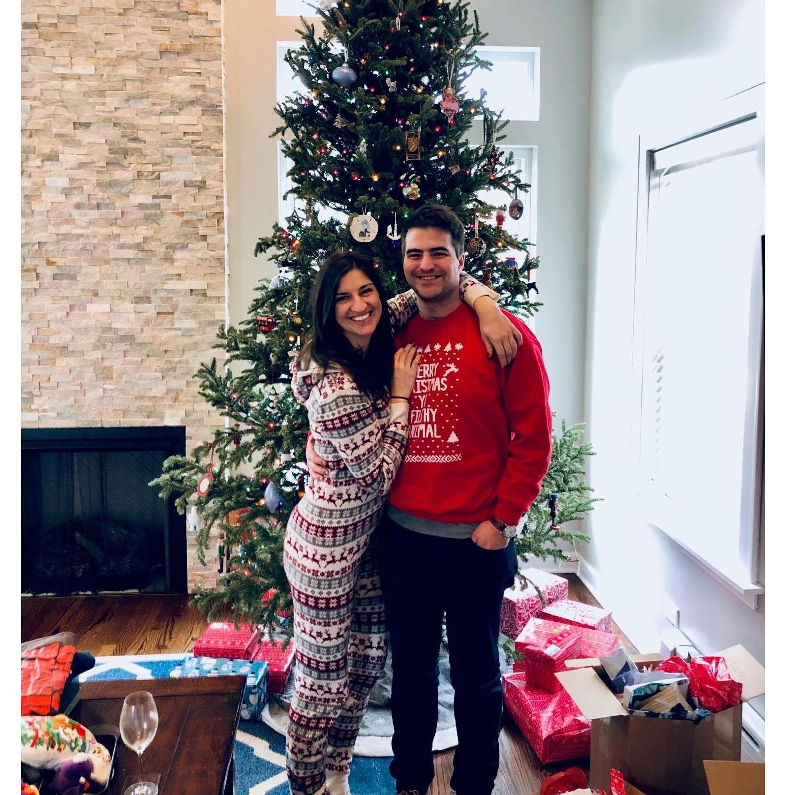 Christmas onesie - Visiting Kevin while he still lived in Chicago.