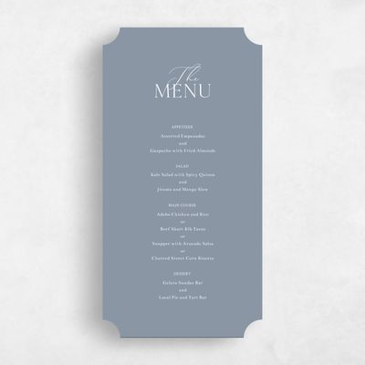 Blue Ticket Wedding Menu - Olaya