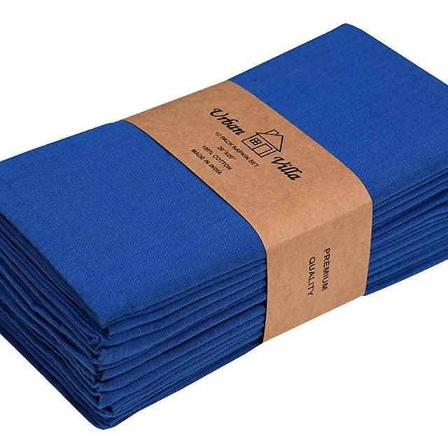 Solid Slub Royal Blue Color,Dinner Napkins, Everyday Use, Premium Quality,100% Cotton Slub, Set of 12, Size 20X20 Inch, Over sized Cloth Napkins with Mitered Corners, Ultra Soft, Durable Hotel Quality
