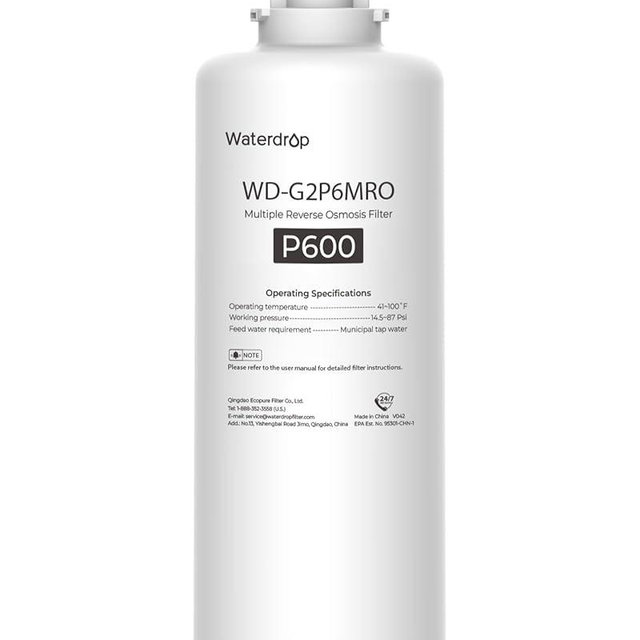 Waterdrop G2P6MRO Filter, Replacement for G2P600 Reverse Osmosis System, 2-year Lifetime